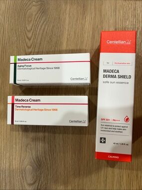 Madeca Derma Shield SPF50+ Calming Sun Essence , derma anti-aging + madeca cream